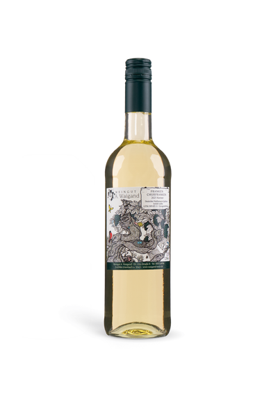 2023er Kerner lieblich Weingut A. Waigand - freigestellte Weissweinflasche PNG