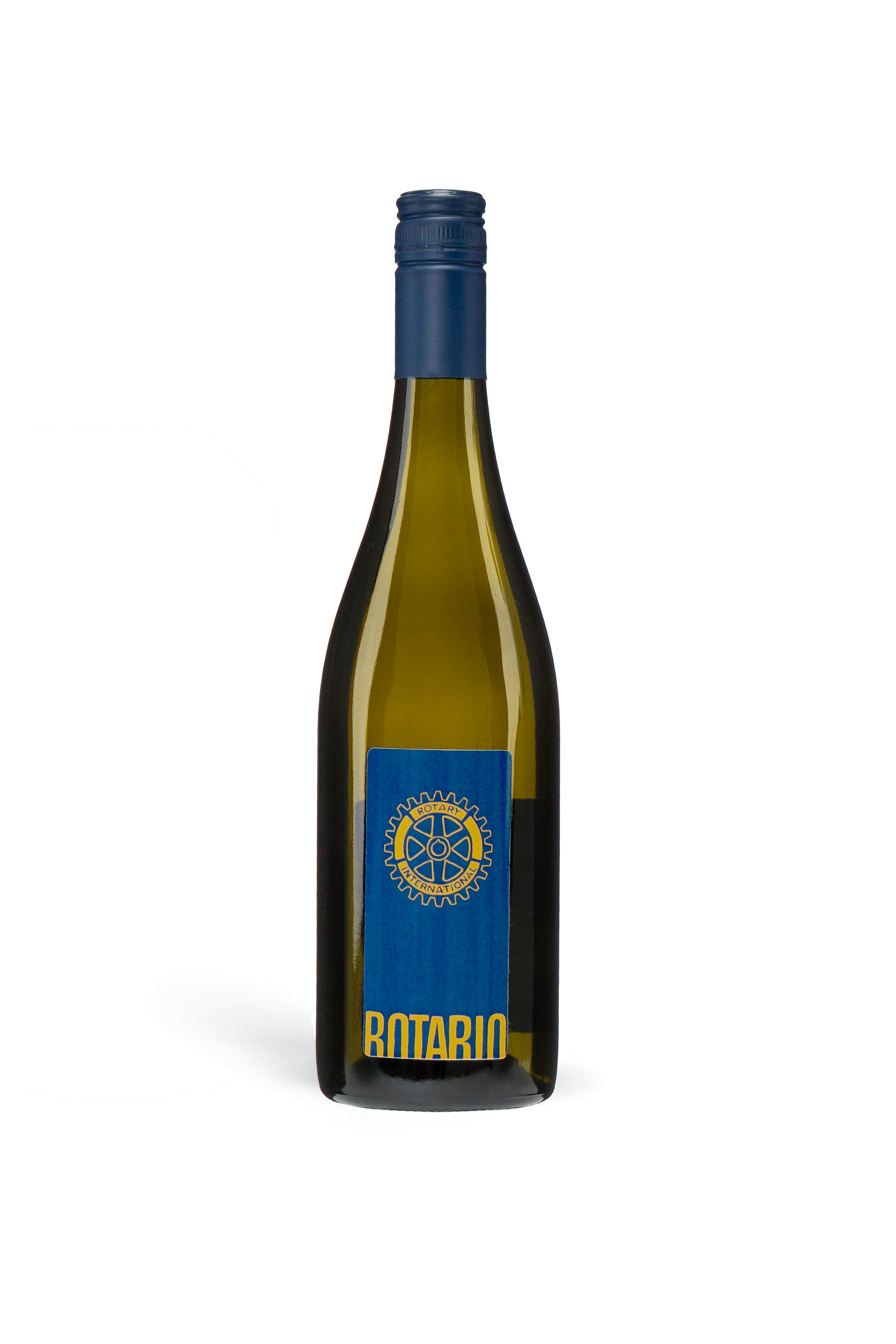 2023er ROTARIO Silvaner trocken Weingut A. Waigand - freigestellte Weissweinflasche mit blauem Etikett
