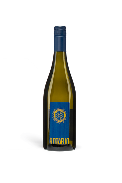 2023er ROTARIO Silvaner trocken Weingut A. Waigand - freigestellte Weissweinflasche mit blauem Etikett