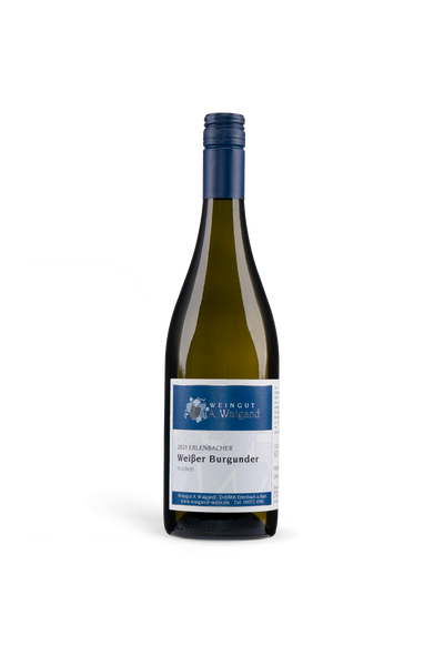2023er Erlenbacher Weisser Burgunder trocken Weingut A. Waigand - freigestellte Weissweinflasche