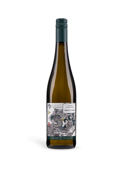 2024er Rieslaner Weingut A. Waigand - freigestellte Weissweinflasche PNG