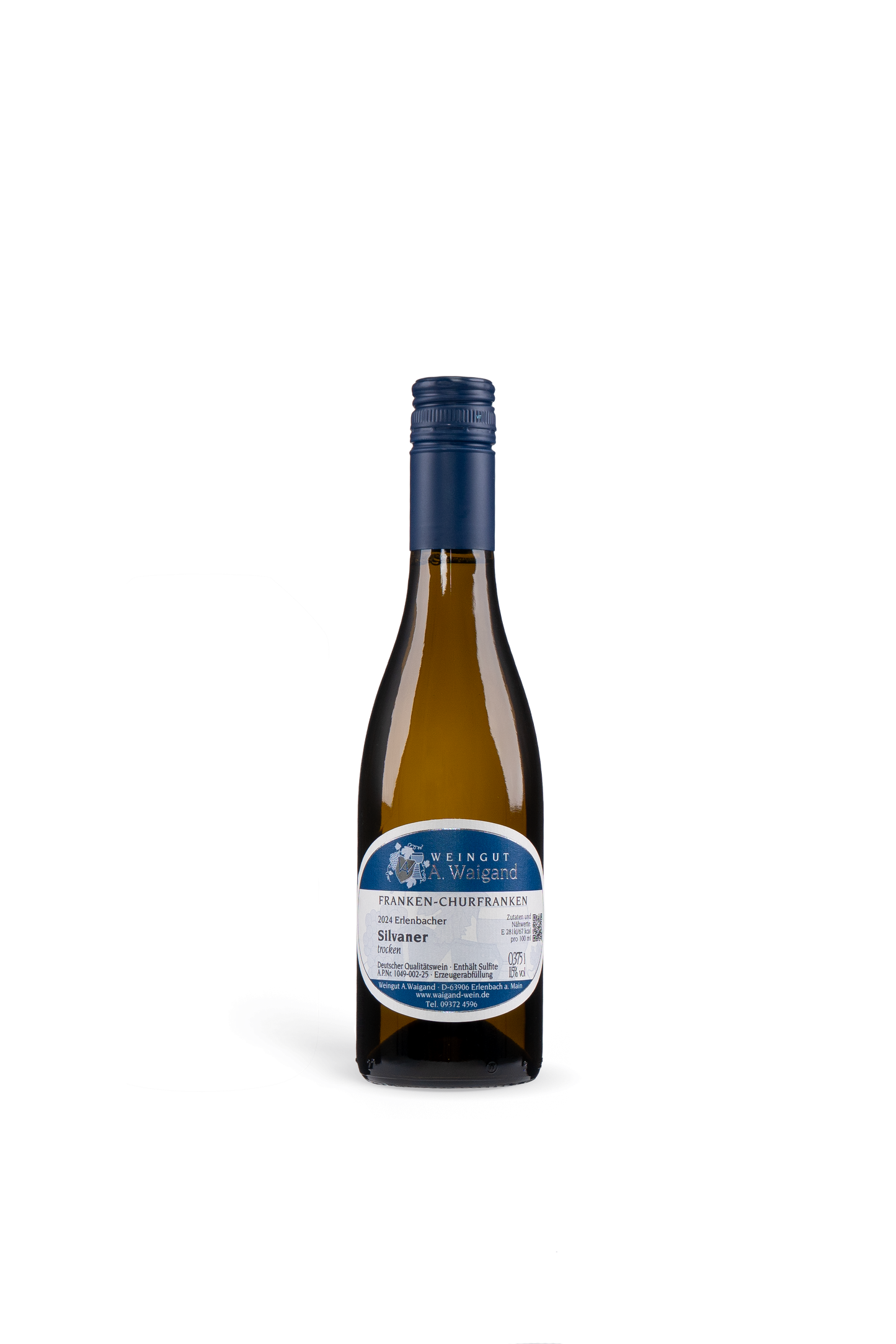 2024er Silvaner trocken DIE KLEINEN Weingut A. Waigand - freigestellte Weissweinflasche PNG
