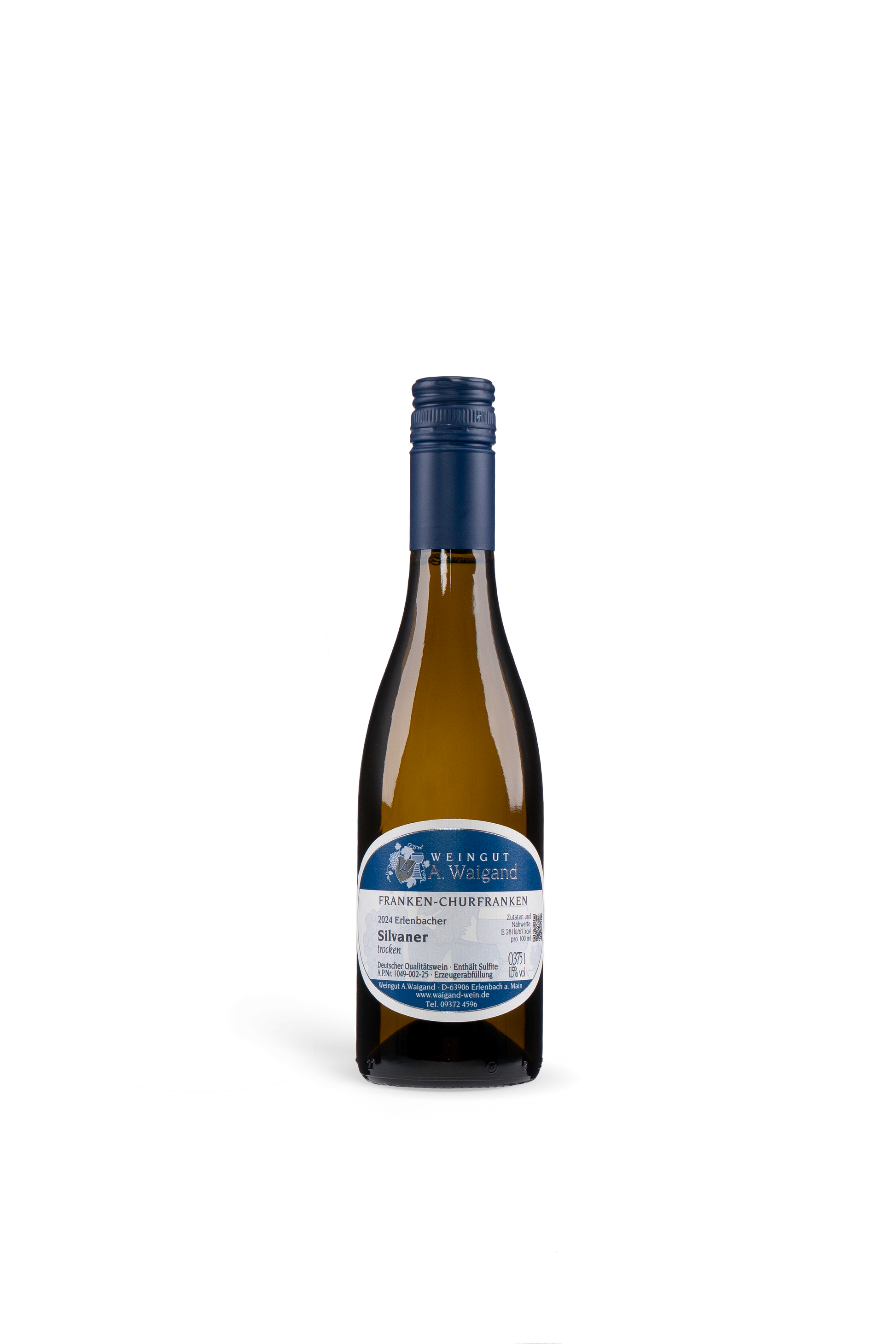 2024er Silvaner trocken DIE KLEINEN Weingut A. Waigand - freigestellte Weissweinflasche PNG