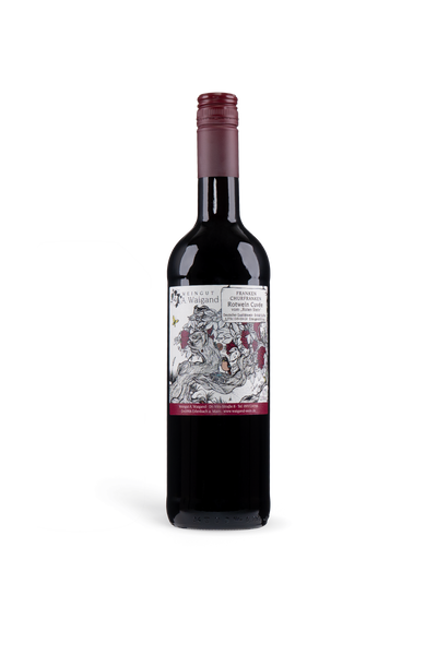 Rotwein Cuvée vom Roten Stein Weingut A. Waigand - freigestellte Rotweinflasche