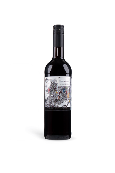 Winzergluehwein vom Portugieser Weingut A. Waigand - Rotweinflasche mit Weihnachtsetikett